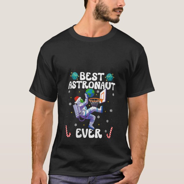 Womens Best Astronaut Ever Christmas Basketball Ho T Shirt (Framsida)