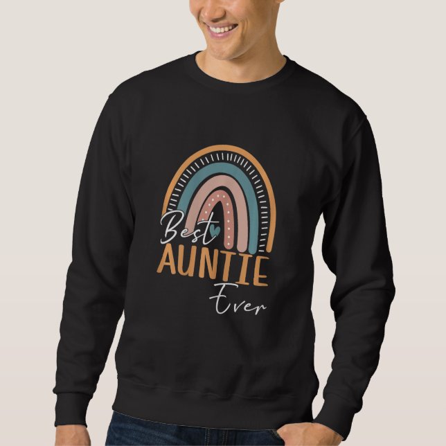 Womens Best Auntie Ever Boho Rainbow Family Matchi Lång Ärmad Tröja (Framsida)