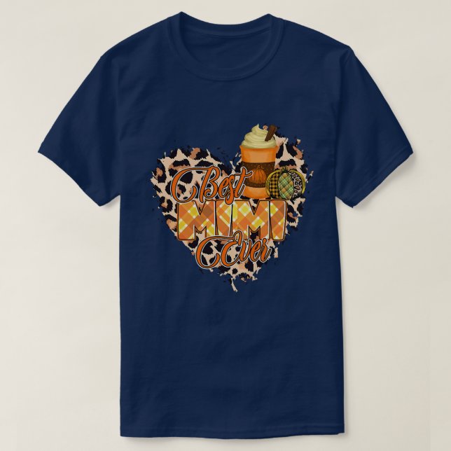 Womens Best Mimi ever shirt, autumn heart Mimi T Shirt (Design framsida)