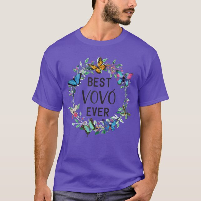 Womens Best VoVo Ever Butterfly Floral Personalize T Shirt (Framsida)