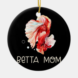 Womens Betta Fish Betta Mamma Funny Cute Pet Owner Julgransprydnad Keramik