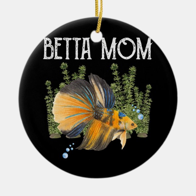 Womens Betta Fish Betta Mamma Funny Cute Pet Owner Julgransprydnad Keramik (Framsidan)