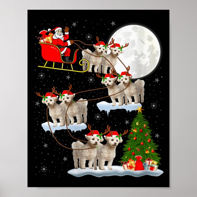 Womens Bichon Frise Dog Santa Sleigh Flying Funny  Poster (Framsidan)