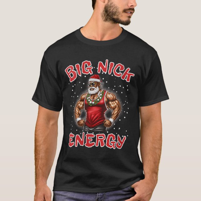 Womens Big Nick Energy African American Santa Clau T Shirt (Framsida)