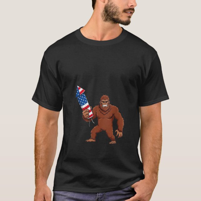 Womens Bigfoot Fireworks 4:e juli Manar Sasquatch T Shirt (Framsida)