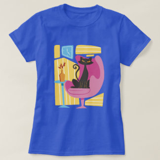 Women's Black Cat Abstract T Shirt