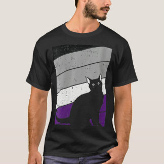 Womens Black Cat Asexuellt Pride Kitten Älskare HG T Shirt