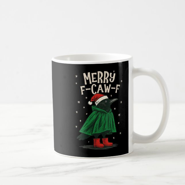 Womens Black Crow F-caw-f Funny Christmas Santa Ha Kaffemugg (Höger)
