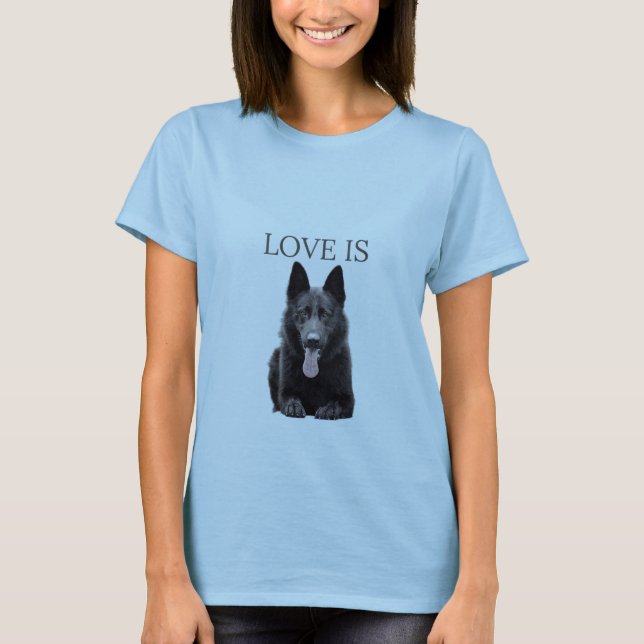 Womens Black German Shepherd Shepard T Hund Pappa  T Shirt (Framsida)