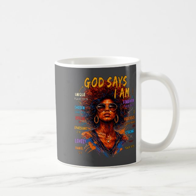 Womens Black Girl Queen God Says I Am Melanin Hist Kaffemugg (Höger)