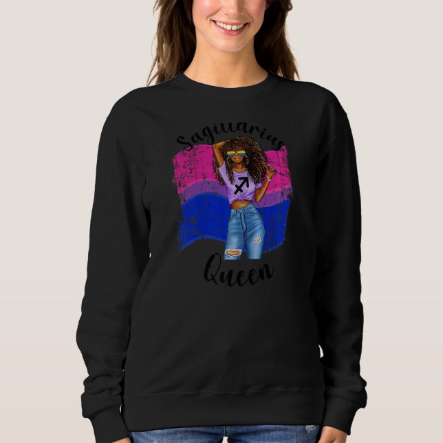 Womens Black Girls Bisexual Pride Sagittarius Quee T Shirt (Framsida)