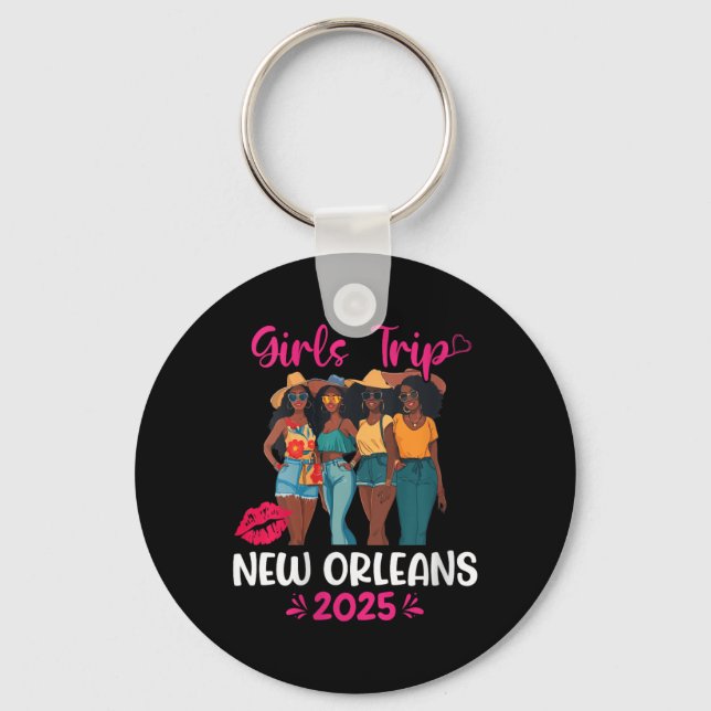 Womens Black Girls Trip New Orleans 2025 Vacation  Nyckelring (Framsida)