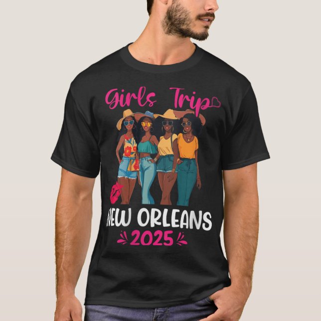 Womens Black Girls Trip New Orleans 2025 Vacation  T Shirt (Framsida)