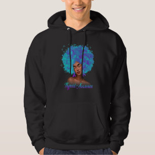 Womens Black Melanin Lila Teal Ribbon Thyroid Aw Hoodie