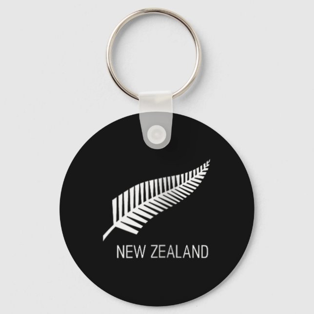 Womens Black New Zealand Fern Shirt Mens Black Pro Nyckelring (Framsida)