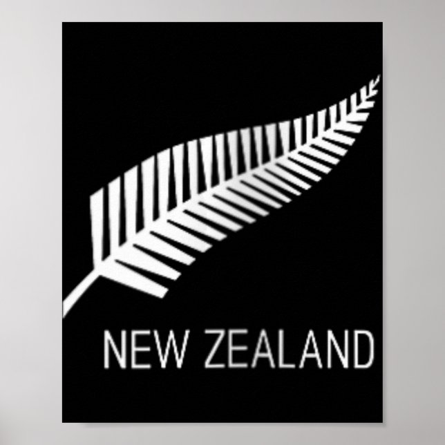 Womens Black New Zealand Fern Shirt Mens Black Pro Poster (Framsidan)