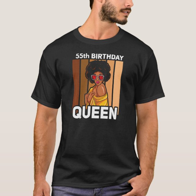 Womens Black Queen 55:e födelsedag Melanin Wome T Shirt (Framsida)