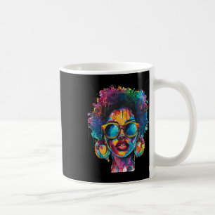 Womens Black Queen Afro Melanin Paint Dripping Jun Kaffemugg