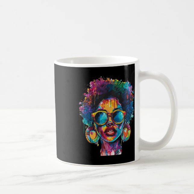 Womens Black Queen Afro Melanin Paint Dripping Jun Kaffemugg (Höger)