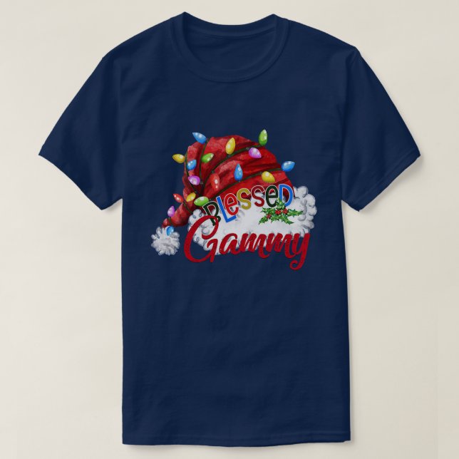 Womens Bless Gammy Santa Hat Julafton Light T Shirt (Design framsida)