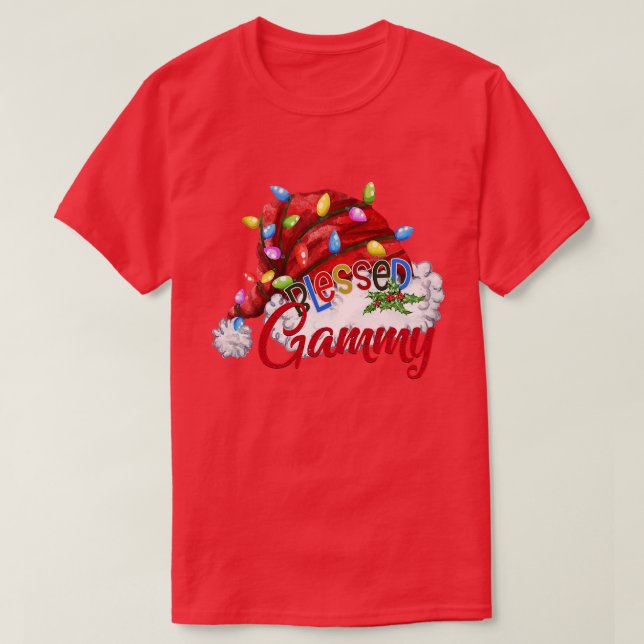 Womens Bless Gammy Santa Hat Julafton Light T Shirt (Design framsida)