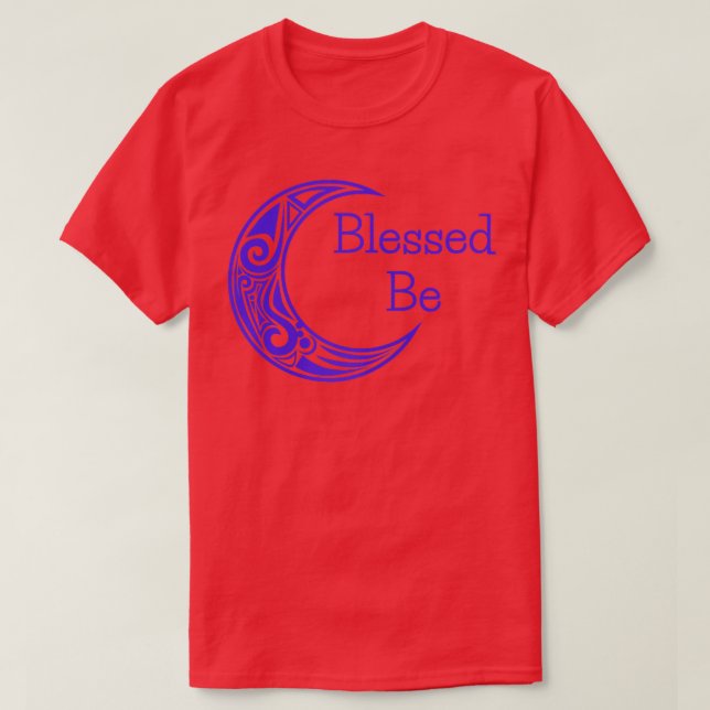 Womens Blessed Be Witch and Wiccan Moon  T Shirt (Design framsida)