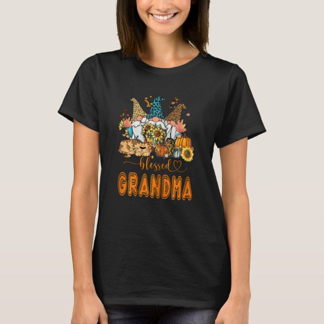 Womens Blessed Grandma Women's Trendy Fall Catmom  T Shirt (Framsida)