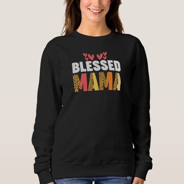 Womens blessed mama mother t shirt (Framsida)
