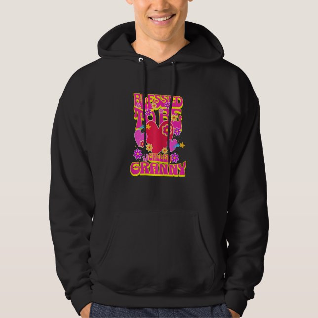 Womens Blessed To Be Called Granny Heart Groovy Fl Hoodie (Framsida)
