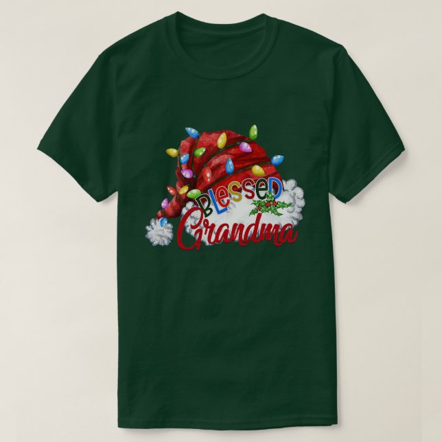 Womens Bllied Grandma Santa Hat Julafton Ligh T Shirt (Design framsida)