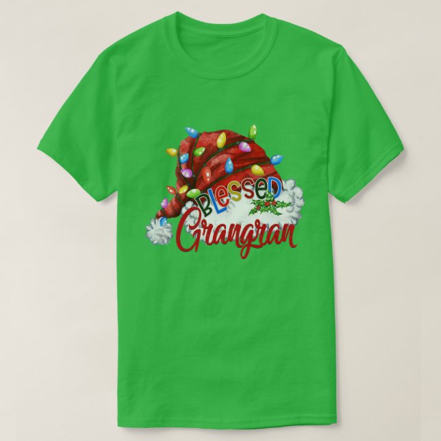 Womens Blsed Grangran Santa Hat Julafton Lig T Shirt (Design framsida)