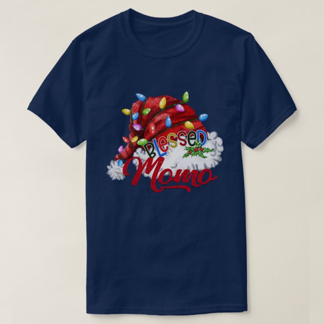 Womens Blsed Momo Santa Hat Julafton Light T Shirt (Design framsida)