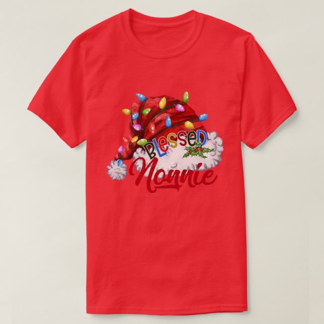 Womens Blsed Nonnie Santa Hat Julafton Light T Shirt (Design framsida)