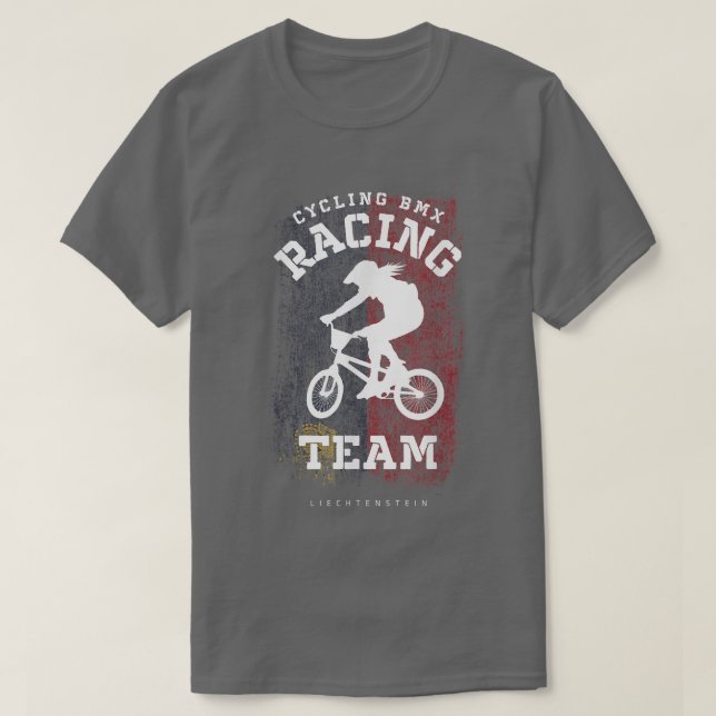 Womens BMX Bike Liechtenstein Flag Biking Cycling  T Shirt (Design framsida)