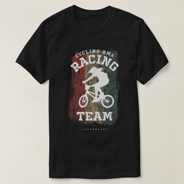 Womens BMX Bike Luxembourg Flagga Biking Cycling R T Shirt (Design framsida)