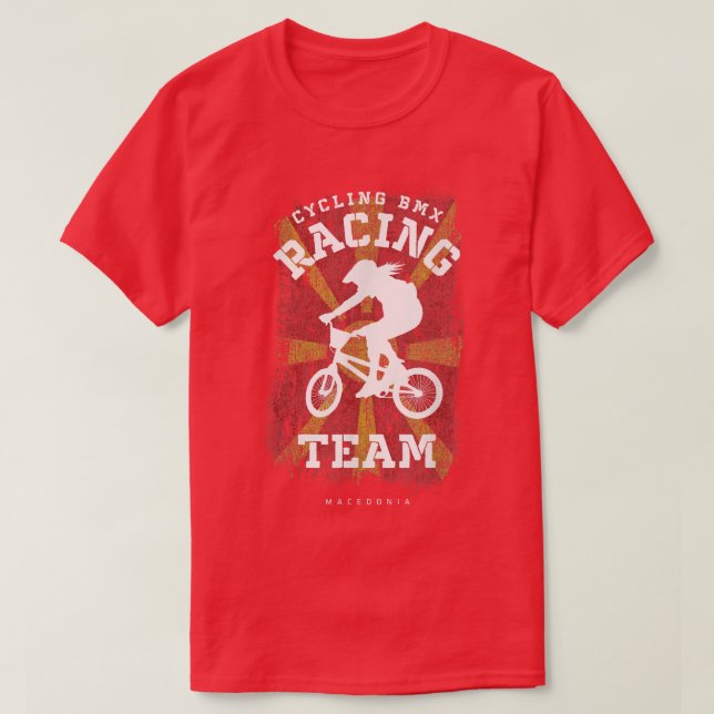 Womens BMX Bike Makedonien Flagga Biking Cycling R T Shirt (Design framsida)