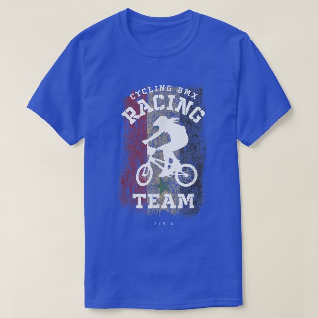 Womens BMX Bike Syria Flagga Biking Cycling Tävla  T Shirt (Design framsida)
