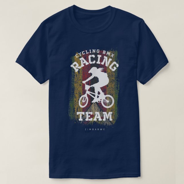 Womens BMX Bike Zimbabwe Flagga Biking Cycling Rac T Shirt (Design framsida)
