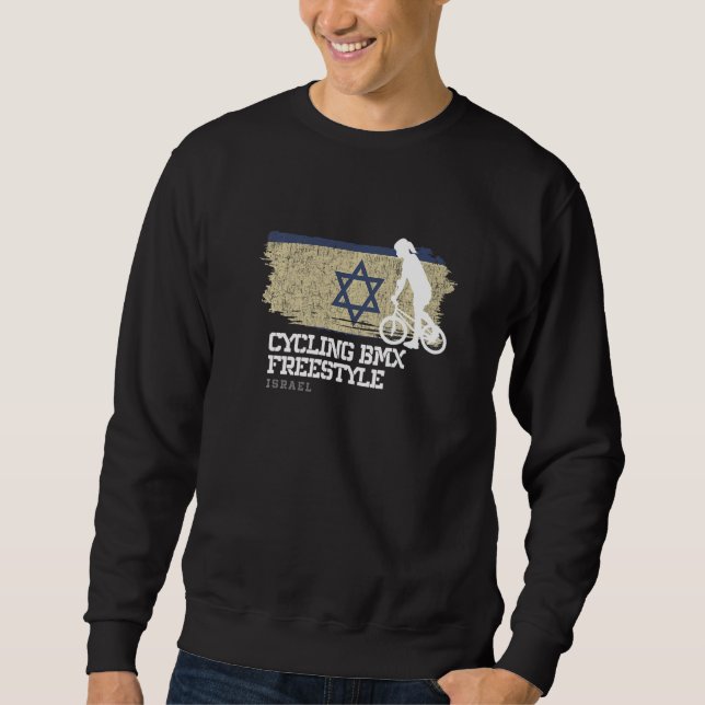 Womens BMX Freestyle Bike Israel Flag Cycling BMX Lång Ärmad Tröja (Framsida)