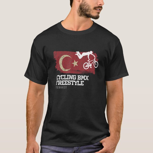 Womens BMX Freestyle Bike Turkey Flagga Cycling BM T Shirt (Framsida)