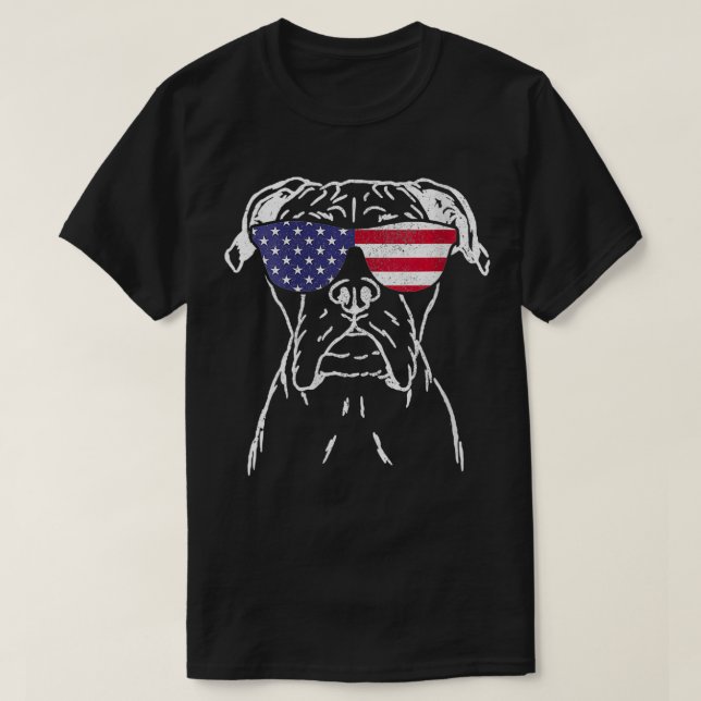Womens Boer Hund Patriotic 4:e juli American Fla T Shirt (Design framsida)