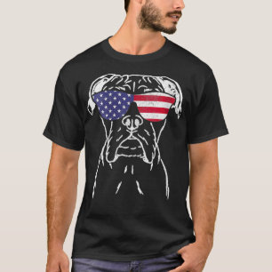 Womens Boer Hund Patriotic 4:e juli American Fla T Shirt