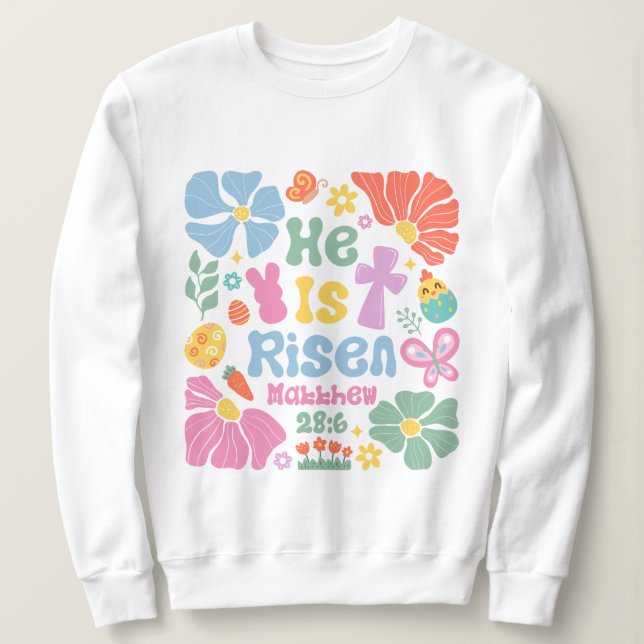 Womens Boho Blommigt Christian Påsk T Shirt (Design framsida)