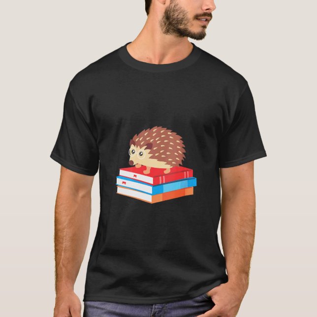 Womens Bok Nerd Hedgehog Reading Idea 1 T Shirt (Framsida)