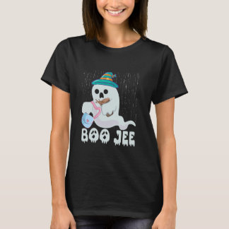 Womens Boo Jee Cute Ghost med kaffe Halloween T Shirt