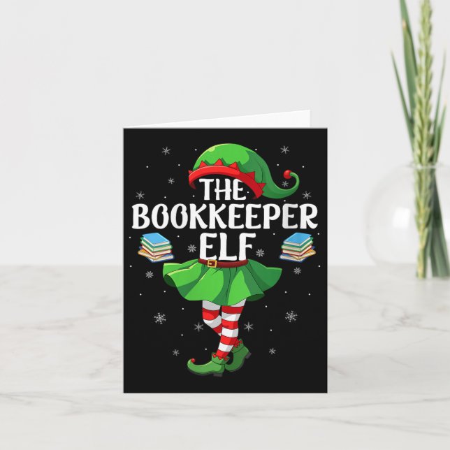 Womens Bookkeeper Elf Christmas Girls Women Elf Sq Kort (Framsida)