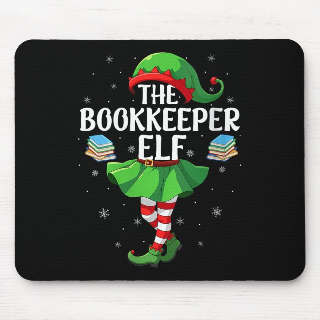Womens Bookkeeper Elf Christmas Girls Women Elf Sq Musmatta (Framsidan)