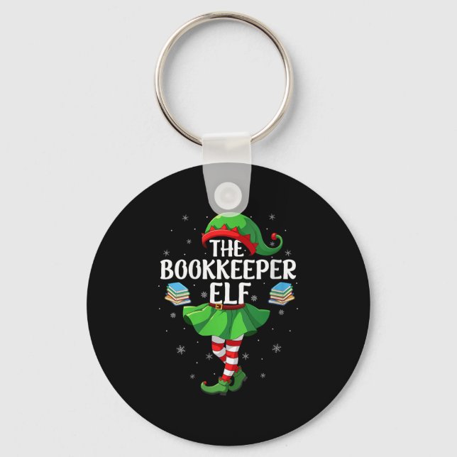 Womens Bookkeeper Elf Christmas Girls Women Elf Sq Nyckelring (Framsida)