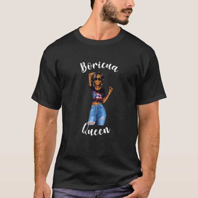 Womens Boricua Queen Puerto Rico Diva Proud Rican T Shirt (Framsida)