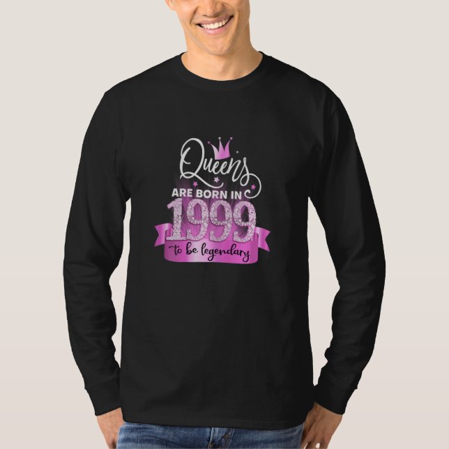 Womens Born In 1999 I Elegant Pink Black Party Out T Shirt (Framsida)